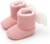 Babyslofjes - Baby Slofjes Meisjes - Roze - Met Vleugels - Maat 20 - 6-9 maanden