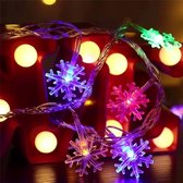 Led lampjes slinger - Sneeuwvlokken - 3 meter - 20 lichtjes - Gekleurd licht - Kerst - Winter - Lichtsnoer - Met knipperfunctie