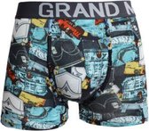 Heren boxershorts Grandman 3 pack katoen met bamboe lange pijpen print grijs/blauw L