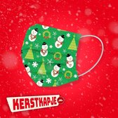 Sneeuwpoppen | Kerstkapje - Kerst mondkapjes |  | 3-laags | mondmasker | niet-medisch | kerstcadeau | kerstkado | sneeuwpop | groen