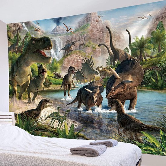 Ulticool - Dinosaurus Group T- Rex - Tapisserie - 200x150 cm - Groot tapisserie - Affiche - Chambre d'enfant