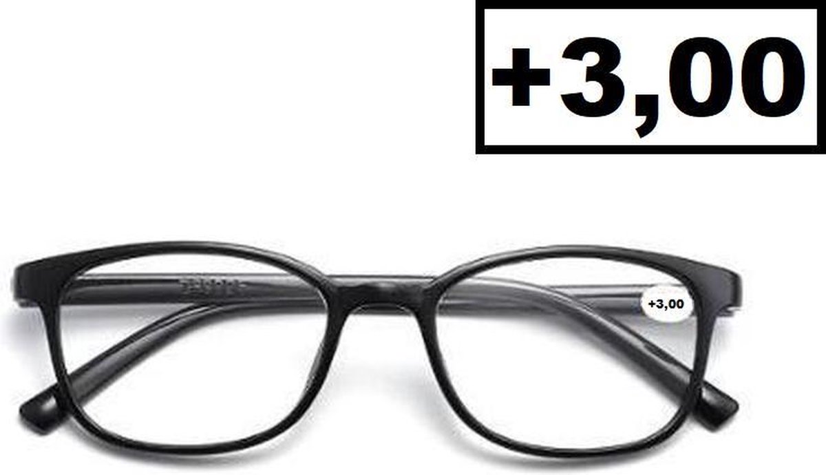 Cosy @ Home Leesbril Zwart +3.00 - Dames - Heren - Leesbrillen - Trendy - Lees bril - Leesbril met sterkte - Makkelijk - Voordeel - Met sterkte +3.00
