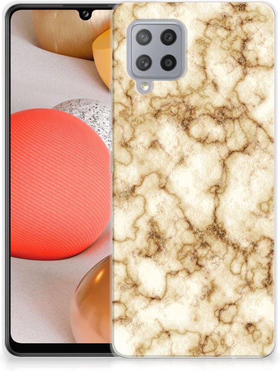 Samsung Galaxy A42 TPU Siliconen Hoesje Marmer Goud