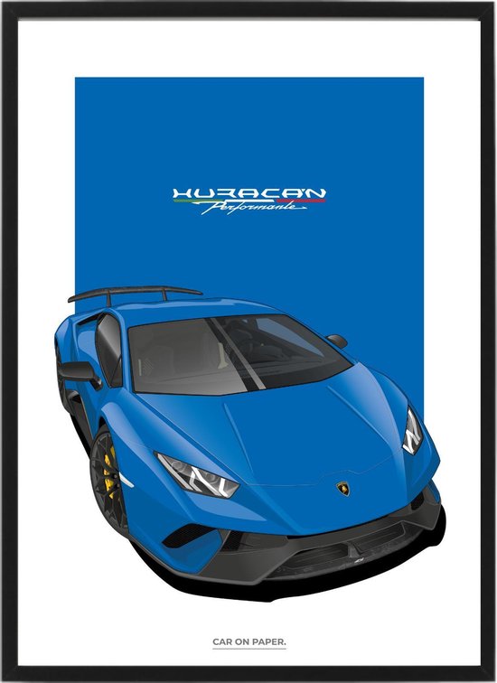 Lamborghini Huracan op Poster - 50 70cm - Auto Poster Kinderkamer / Slaapkamer / Kantoor