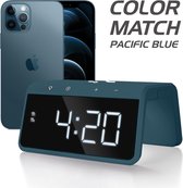 Caliber HCG019QI-PB - Wekker met draadloos snelladen en groot display - Pacific Blue