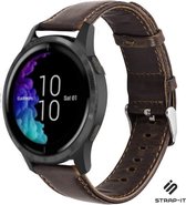 Strap-it Leren smartwatch bandje - geschikt voor Garmin Venu / Venu SQ / Vivoactive 3 / Vivomove HR / Forerunner 245 / 645 - zwart