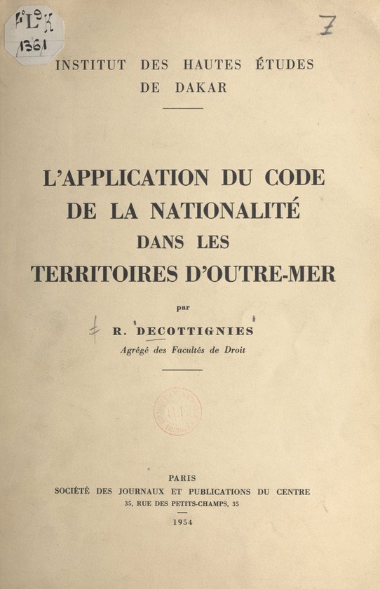 L'application du code de la nationalité dans les territoire ... - cover