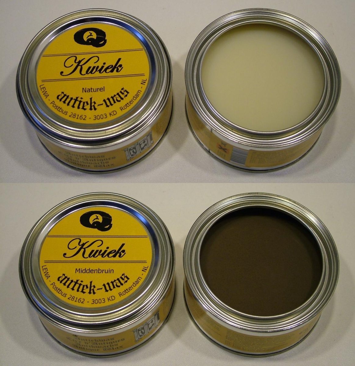Kwiek antiekwas 2 blikken meubelwas MIDDEN BRUIN en NATUREL