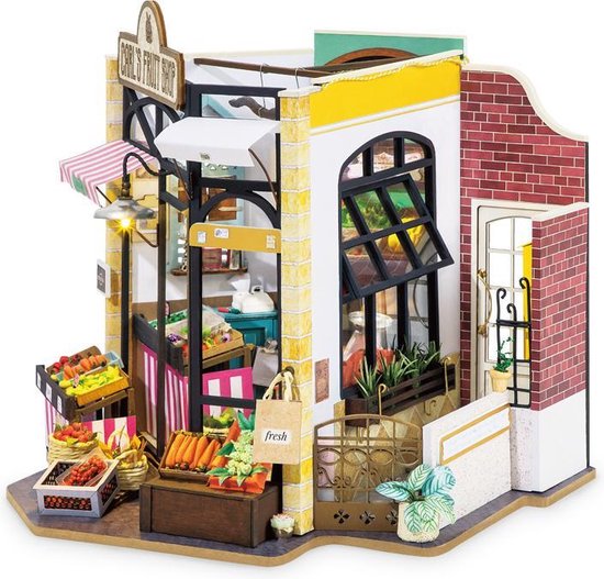 Van toepassing zijde merknaam Robotime DIY modelbouw pakket Carl's Fruit Shop Met Led verlichting |  bol.com
