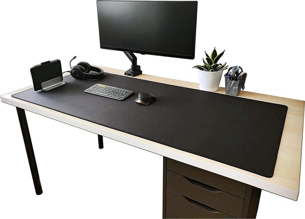 LL-COEUR Tapis de souris XXL noir pour clavier de jeu, ordinateur portable,  bureau (140 x 60 x 0,3 cm)