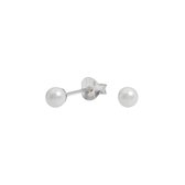 Joy|S - Zilveren 4 mm parel oorbellen - wit