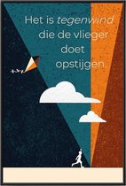 Kuotes Art - Canvas Schilderij met frame - Tegenwind - Muurdecoratie - 80 x 120 cm
