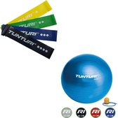 Tunturi - Fitness Set - Weerstandsbanden 4 stuks - Gymball Blauw 90 cm