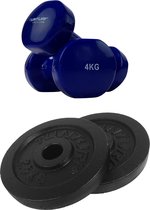 Tunturi - Fitness Set - Vinyl Dumbbell 2 x 4 kg  - Halterschijven 2 x 2,5 kg