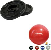 Tunturi - Fitness Set - Halterschijven 2 x 0,5 kg - Gymball Rood 65 cm