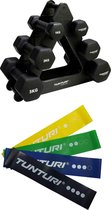 Tunturi - Fitness Set - Dumbbell Opbergrek incl 2x 1 t/m 3 dumbbells  - Weerstandsbanden 4 stuks