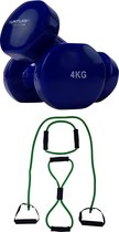 Tunturi - Fitness Set - Vinyl Dumbbell 2 x 4 kg  - Tubing Set Groen