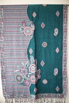 1001musthaves.com Wollen dames sjaal in petrol en roze tinten 70 x 200 cm