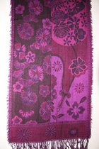 1001musthaves.com Boiled wol dames sjaal zwart paars fuchsia 30 x 160 cm