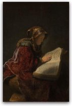 Schilderij Profetes Hannah - Rembrandt - Rijksmuseum - Foto op canvas - Canvasposter met ophangsysteem - 80 x 120 cm