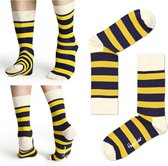 Happy Socks maat 36 - 40 geel met zwart gestreept