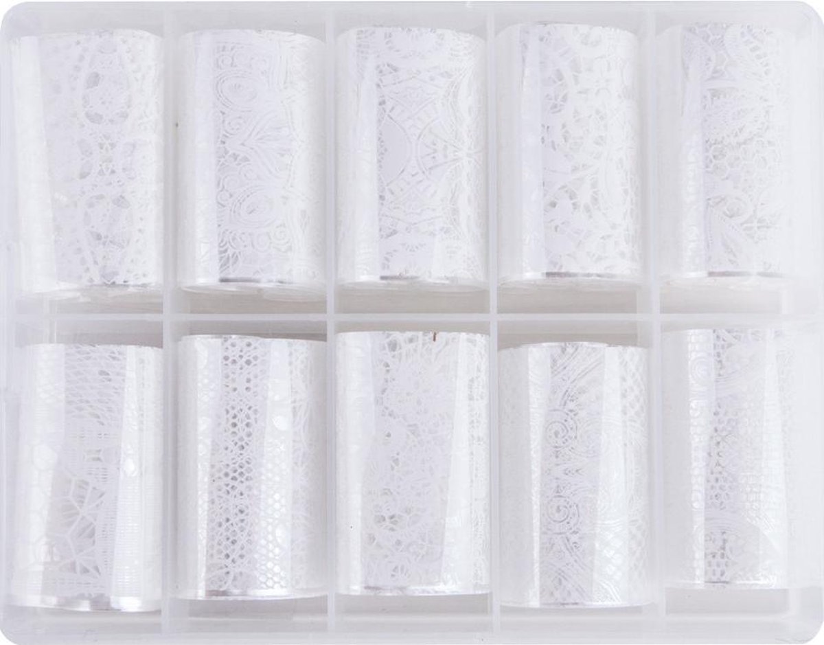 Goedkoopste Nagel transfer folie nail art set Floral White (05