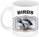 Dieren liefhebber papegaaiduiker vogel mok 300 ml - kerramiek - cadeau beker / mok vogels liefhebber