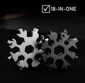 ByS Sneeuwvlok 18 in 1 Multitool / Snowflake Multi-tool / Ringsleutel / Inbussleutel / Schroevendraaier / Flesopener / Mesje / Sleutelhanger / Velvet Tas