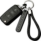 Sleutelhanger met telefoonnummer stijlvol klasse heren dames zwart - nooit meer kwijt!