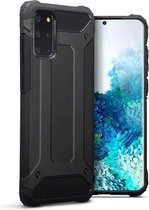 HB Hoesje Geschikt voor Samsung Galaxy S20 Plus - Anti Shock Hybrid Armor Back Cover - Zwart
