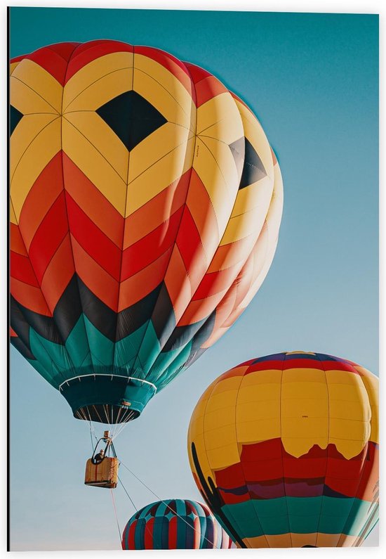 Dibond - Groepje Gekleurde Luchtballonnen - 40x60cm Foto op Aluminium (Wanddecoratie van metaal)