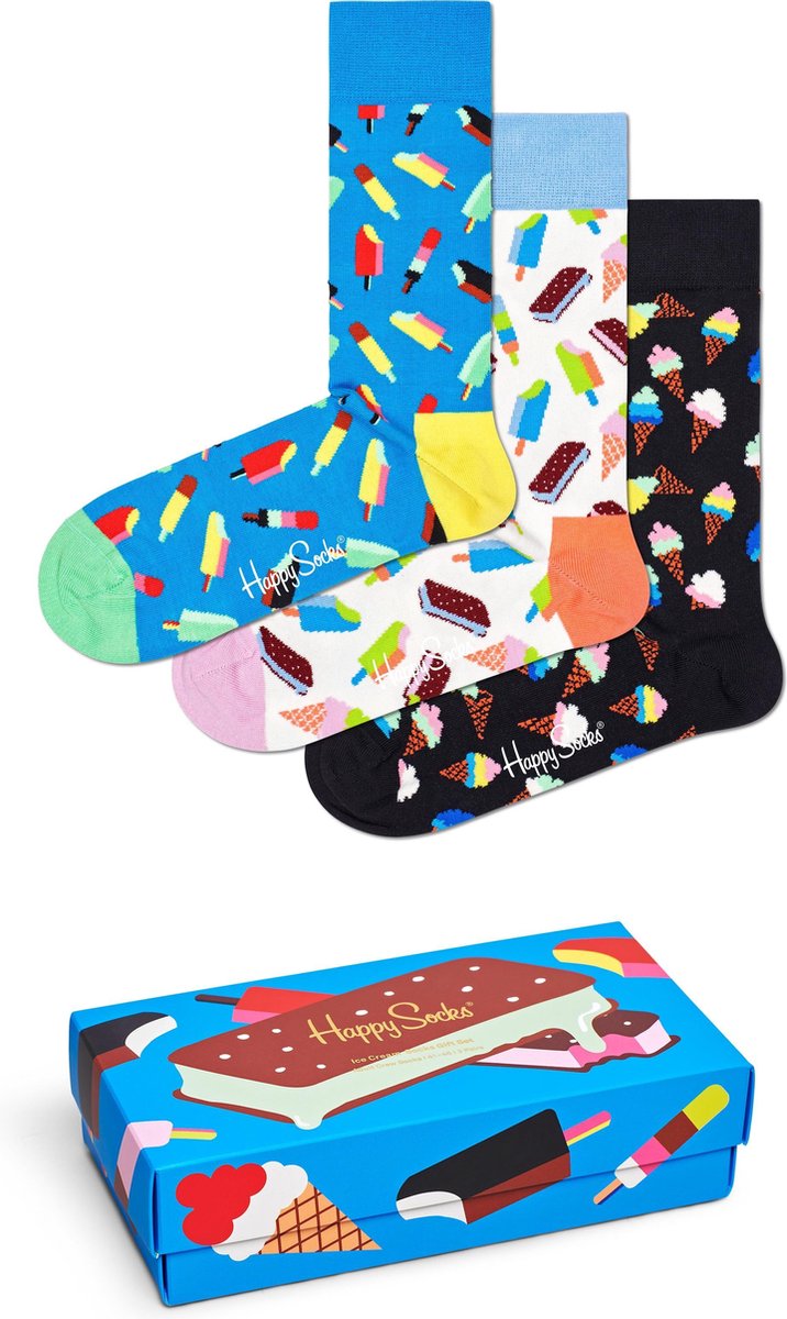 Happy Socks XICE08-6700 Ice Cream Three Pack Gift Box - Maat 41-46