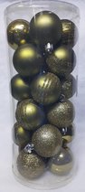 Totally Christmas | Kerstbal 6 cm | Kerstballen | Mix Koker | 24 stuks | Olijf Groen