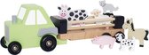 Jabadabado speelgoed houten dierentransporter met tractor Multi colour