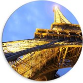 Dibond Wandcirkel - Foto van Eiffeltoren  Onderkant - 80x80cm Foto op Aluminium Wandcirkel (met ophangsysteem)