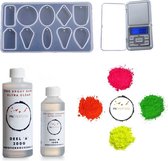PNCreations ULtra Clear Epoxy Set | Siliconen Mal  | Fluo Color Mix | Ultra Clear Epoxy Giethars | Epoxyhars | Met Precisie Weegschaal