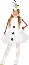 Guirma - Sneeuwman & Sneeuw Kostuum - Geinig Sneeuwpopje - Meisje - wit / beige - 7 - 9 jaar - Kerst - Verkleedkleding