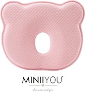 MINIIYOU® Orthopedisch Baby Hoofdkussen roze - plat hoofd - Katoen - Traagschuim Vulling