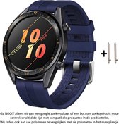 Donker Blauw Siliconen Bandje voor (zie compatibele modellen) 22mm Smartwatches van Samsung, LG, Asus, Pebble, Huawei, Cookoo, Vostok en Vector – Maat: zie maatfoto – 22 mm rubber