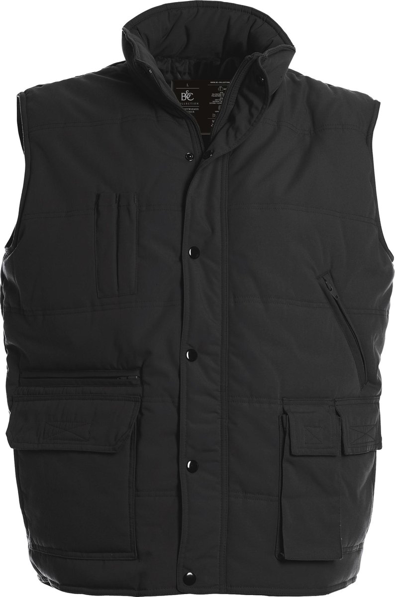 B&C Mensens Explorer Full Zip Water Repellent Bodywarmer/Gilet (Zwart)