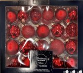S&L Luxe kerstballen set - 42 stuks - 5/6/7cm - glas - kerstversiering - kerstbal - rood