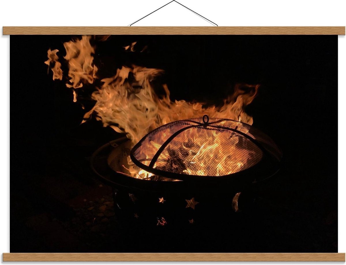 Schoolplaat – Vuurkorf - 90x60cm Foto op Textielposter (Wanddecoratie op Schoolplaat)