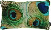 Velvet Peacock Feathers Kussenhoes | Velours / Fluweel - Polyester | 30 x 50 cm
