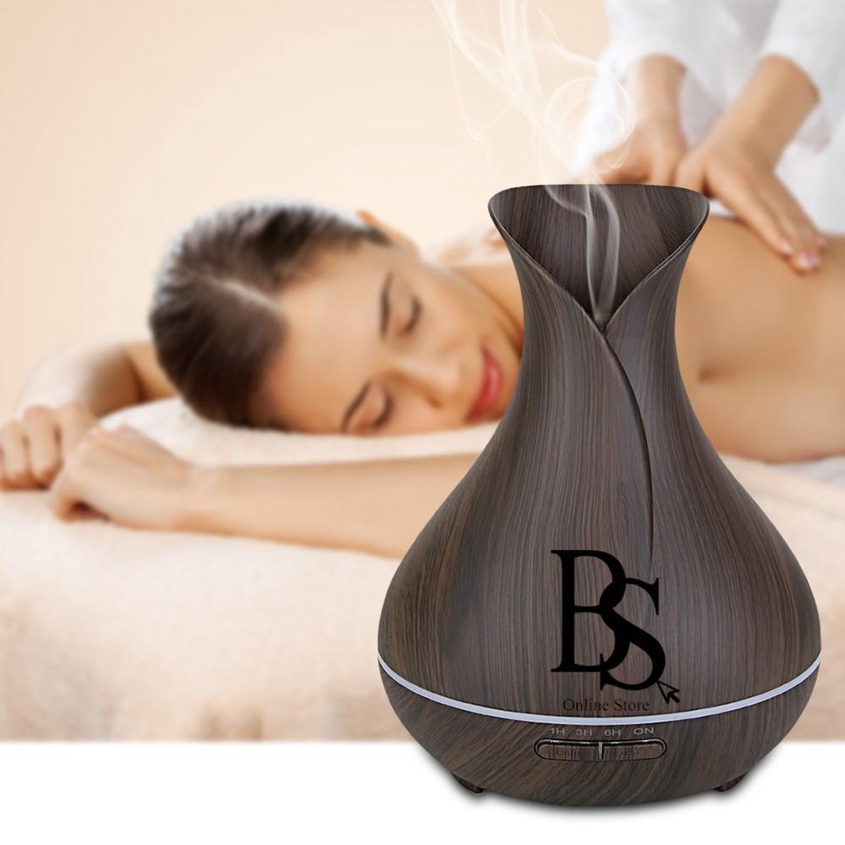 BS online Store Aroma Diffuser donkerbruin Tulp model voor aromatherapie/ eco-vriendelijke geurverspreider 400ml