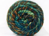 Dikke breiwol kopen naalddikte 8-10mm. – groen/bruin/turquoise tinten chunky garen acryl wol breien gemengd gemeleerd – breigaren dik pakket 2 bollen van 200gram – self striping kn