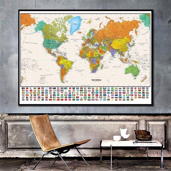 bloed buitenspiegel belediging Grote Wereldkaart - Wit - Landkaart - Schoolkaart - Schoolplaat - Atlas 150  x 100 CM... | bol.com