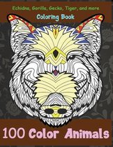 100 Color Animals - Coloring Book - Echidna, Gorilla, Gecko, Tiger, and more
