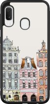 Samsung Galaxy A20e hoesje - Grachtenpandjes - Hard Case - Zwart - Backcover - Amsterdam - Multi