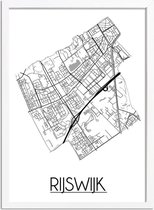 Rijswijk Plattegrond poster A2 + fotolijst wit (42x59,4cm) - DesignClaud