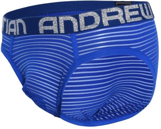 Andrew Christian Sheer Stripe Brief w / presque nu Blauw - taille S - Sous- vêtements... | bol.com